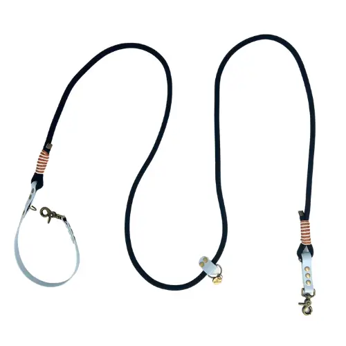 laisse fait par un créateur français pour chien multiposition Paracorde bleu marine cielLaisse pour chien multiposition Paracorde bleu marine ciel os et patoune