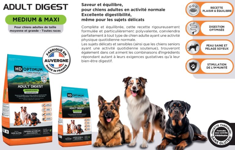 croquette fabriquée en france pour chien medium et maxi adult digest. Boutique os et patoune. Croquettes saines et pas cher