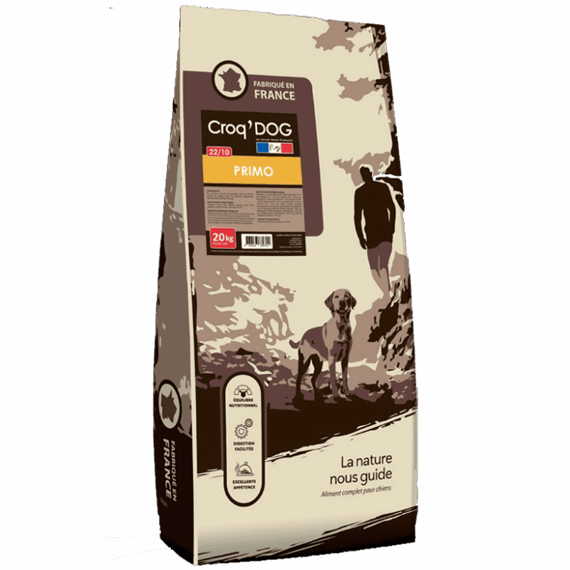 croquettes pour chien croq dog primo alimentation pour chien Croquettes saines, produits naturels et pas cher pour la croissance de mon chien