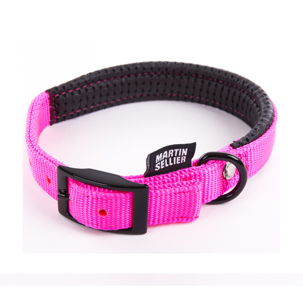 collier-droit-confort-pour-chien-en-nylon-rose-fluo boutique os et patoune 2