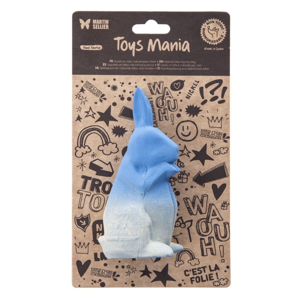 jouet-latex-collection-origami-lapin-bleu boutique canine os et patoune