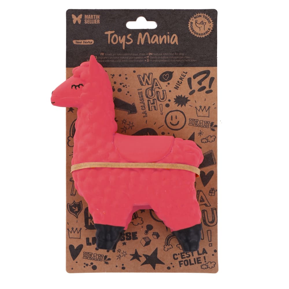 jouet-latex-pour chien collection-4-pattes-lama-rose-fluo 2