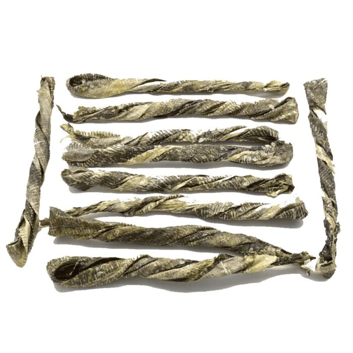 Bâtonnet de peau de poisson séchée pour chien boutique canine os et patoune morue omega 3